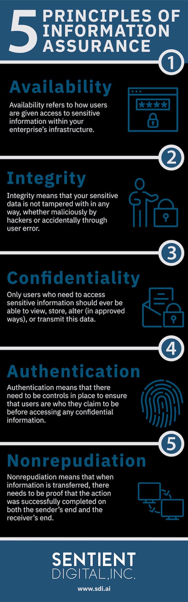 SDi graphic showing the 5 principles of information assurance