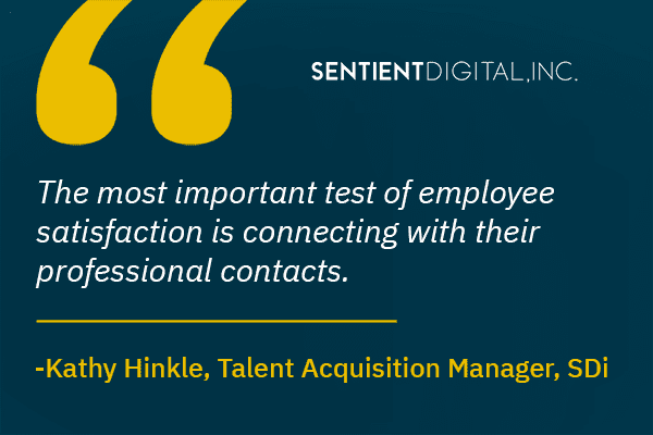 Sentient Digital branded graphic of quote from Talent Acquisition Manager Kathy Hinkle