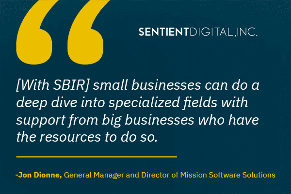 A quote from RDA's Jon Dionne, with Sentient Digital branding.