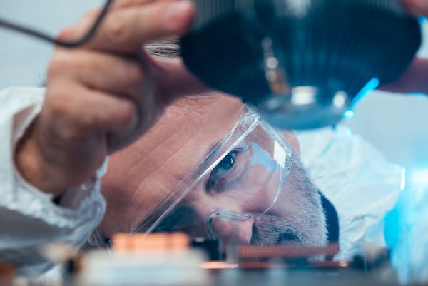 Fostering a culture of innovation represented by a scientist working with a machine