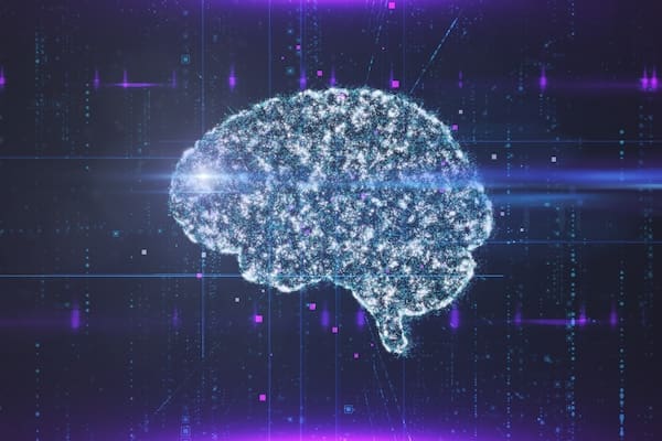 An artistic image of a brain representing the concept of adversarial games with AI